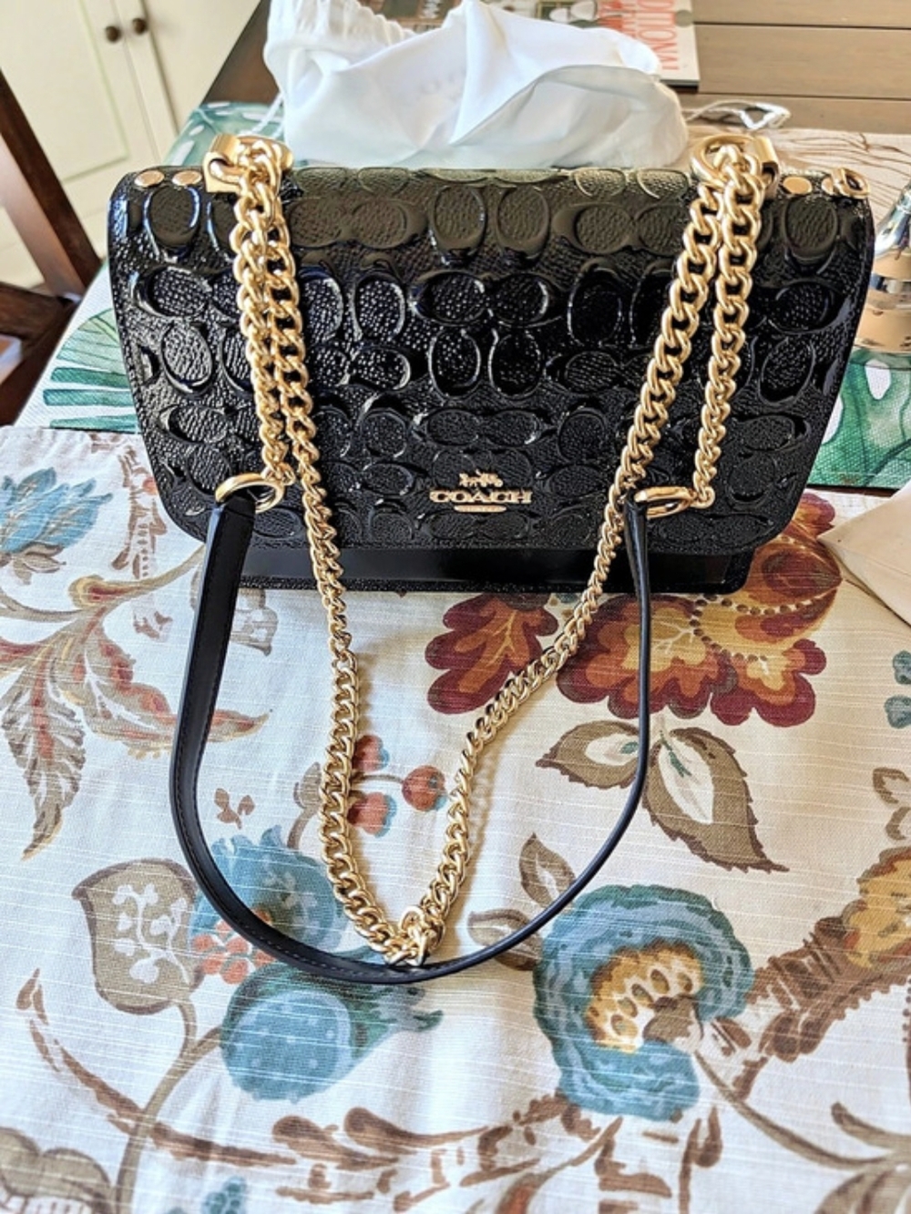 Coach Signature Chain Crossbody Black Chain Shoulder Bag